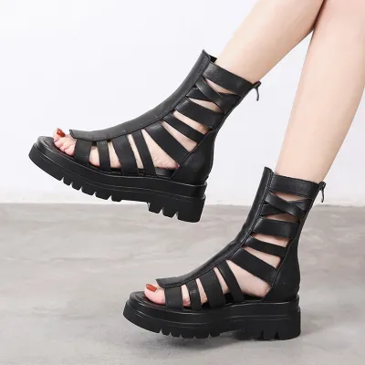 ขายดีที่สุด ioztt2023 - /♚ Flats Platform Sandals Shoes 2023 New Fashion Hollow Ladies Leather Non