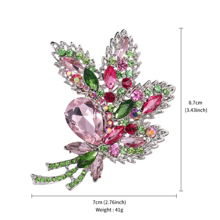 baiduqiandu-หมุดเข็มกลัดดอกไม้คริสตัลพลอยเทียมสีสันสดใสสำหรับผู้หญิง