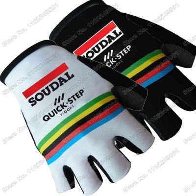 hotx【DT】 Soudal 2023 Champion Cycling Gloves Men Gel Half Road Mittens Jersey MTB Maillot Gant