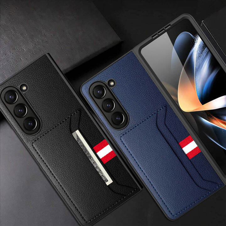 เคสศัพท์หนัง-fashion2023clemence-สำหรับ-samsung-galaxy-z-fold5-fold4-fold3พับ5-4-3-5g-พร้อมที่ใส่การ์ดฝาครอบป้องกันการตก