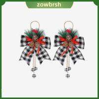 ZOWBRSH 2pcs ลายสก๊อตสีแดงสีดำ โบว์ริบบิ้นคริสต์มาส งานประดิษฐ์ต้นไม้ โคนต้นสนชนิดหนึ่ง โบว์ลายสก๊อต ของใหม่ โบว์ของขวัญ โบว์ประกายแวววาว ตกแต่งกลางแจ้งในร่ม