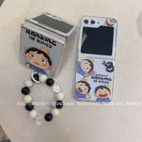 Phone Case เคส Samsung Galaxy Z Flip5 Flip4 Flip3 5G น่ารักเจ้าชาย Porgy เคสโทรศัพท์รูปการ์ตูน Samsung ZFlip5ใสด้านหลังซิลิโคนอ่อนนุ่มพร้อมสร้อยข้อมือดอกไม้2023