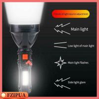 FZIPUA อุปกรณ์ตกปลาสำหรับตกปลา ไฟแบบพกพา ชาร์จใหม่ได้ มีไฟด้านข้าง ไฟข้างซัง ไฟฉายไฟส่องสว่าง ไฟฉายแสงที่แข็งแกร่ง ไฟฉาย LED ซูเปอร์