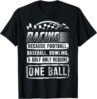 Car Racing Shirt Funny Racing One Ball Race Drag Stock T-Shirt Cotton T Shirt for Men Funny T Shirts Printing Oversized