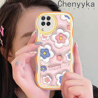 Chenyyka เคส M22ปลอกสำหรับ Samsung กาแลคซี A22 4G A22 5G แฟชั่น3D สวยดอกไม้ลวดลายคลื่นขอบนุ่มเคสมือถือกันกระแทกแบบใสสร้างสรรค์เคสโปร่งใสลายกล้องถ่ายรูปซิลิกาเจลป้องกัน