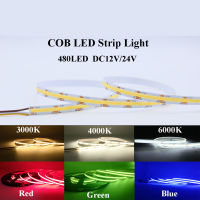 12V 24V CRI90 COB LED Strips Flexible Rope Light No Spot 2M 3M 8mm 480LED 9W Cold Warm Nature White