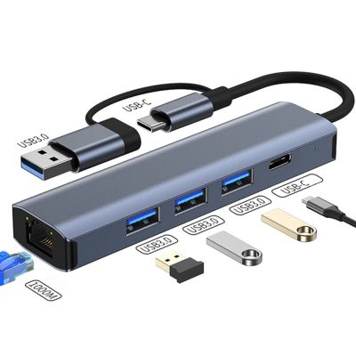 USB อะแดปเตอร์อีเทอร์เน็ต1000/100Mbps USB3.0ฮับ RJ45 Lan สำหรับแล็ปท็อป PC กล่อง Mi Macbook Windows การ์ดเน็ตเวิร์กฮับ USB-C