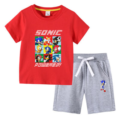 Sonic The Hedgehog Boys T-Shirt Short Sleeve Shorts Set 2022 T-shirt Summer Cotton Childrens Short Sleeve Fifth Pants 2pcs Kids Clothing Set