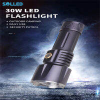 SOLLED 30W Led ไฟฉายแสงสีขาว Type-C แบบชาร์จไฟได้ระยะไกล1500M Telescopic Zoom Outdoor Strong Light Torch