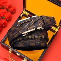 Belt male automatically new high-end mens belt real cowhide young fashion plaid belts and durable