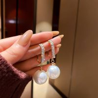 Fashion Korean Oversized White Pearl Drop Earrings for Women Bohemian Golden Round Pearl Wedding Earrings Jewelry Gift 2021 New