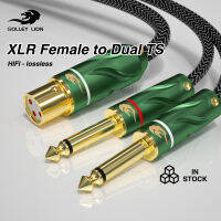 GOLLEY LION XLR 3Pin หญิงคู่6.35มม. โมโนชาย1/4นิ้วเสียง YS Plitter เคเบิ้ล