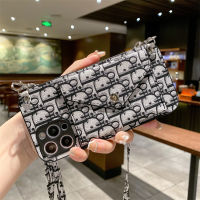 เคสโทรศัพท์แบบกระเป๋าสตางค์ของผู้หญิงหรูหราแบรนด์ใหญ่คลาสสิก,ใหม่สำหรับ iPhone 14 14 14 Pro Max 14 Plus iPhone 13 Pro Max iPhone 11 11 Pro Max 12 12 12 Pro Max กระเป๋าใส่บัตรหนังเคสโทรศัพท์มีสายคล้อง