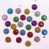 100pcs Colorful Glitter Resin Paillette 8mm Round Faceted Gem Flatback Rhinestone Buttons DIY Wedding Scrapbook Craft W66 Haberdashery