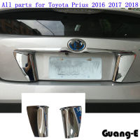 Car Body ABS Chrome Rear Door License Tailgate Bumper Frame Plate Trim Lamp Trunk Moulding 2pcs For Toyota Prius 2016 2017 2018