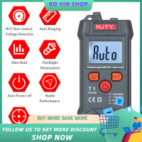 BO YIN NJTY มัลติมิเตอร์ดิจิตอลหน้าจอ LCD,เครื่องวัดความต่างศักย์ NCV 4000 Counts True RMS เครื่องทดสอบแบบสากลอัจฉริยะ600V โวลต์มิเตอร์โอห์มและแรงดันไฟฟ้าทดสอบการวัดไฟ Ac/dc ความต้านทานเปิด-ปิดเปลวไฟ