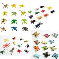 Action FiguresZZOOI 12pcs Assorted Lifelike Realistic Butterfly Frog Action Figure Playset Educational beetle and Insects Toy Perfect Party Favors Action Figures