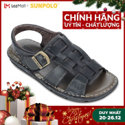 Sandal Nam Da Bò Cao Cấp SUNPOLO SUSDA1DN Có Size 44, 45 Đen, Nâu