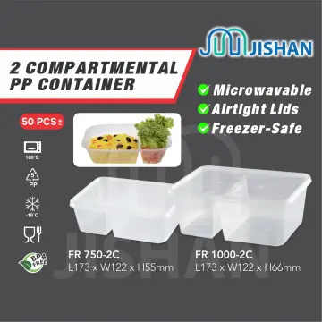 50pcs] 650/750/1000/1500ml Square Microwavable PP Container with LID/Plastic  Food Lunch Box/Kotak