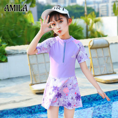 AMILA Childrens swimsuit one-piece girls swimsuit princess skirt style swimsuit cute swimsuit