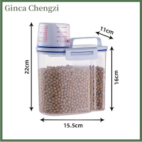 Ginca 2 1ถังพลาสติกใส่อาหาร5กก. ภาชนะถ้วยตวงความจุขนาดใหญ่ประหยัดพื้นที่