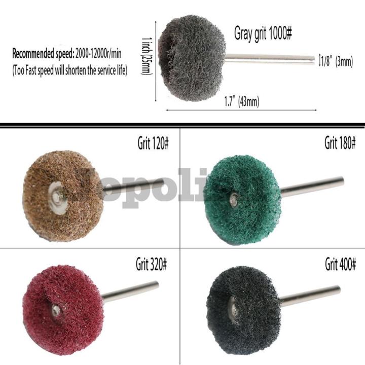 hiqalty-1-abrasive-buffing-wheel-wool-felt-grinding-head-scouring-pad-polishing-mini-brush-for-rotary-tool-3-2-35mm-shank