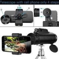 TOKOHANSUN 40X60 Monocular escope Zoom for Smartphone mobile camera with Compass for Camping Hiking Fishing