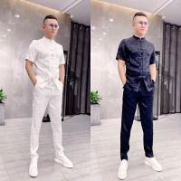 【hot seller】 2023 summer new mens tencel thin section Tang suit national printing loose Chinese style short-sleeved for men