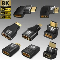 TRADER 3Pcs 60เฮิร์ต120เฮิร์ต มินิ/ไมโคร HD มุมด้านขวา อะแดปเตอร์ที่รองรับ HDMI 8K AF-AM ตัวขยายตัวผู้-ตัวเมีย 60Hz HDTV