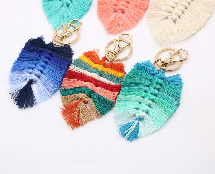 everything-goes-together-featheriness-key-chain-pendant-leaf-design-tassel-fashion