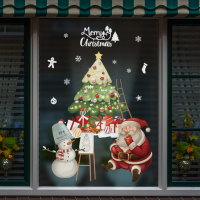 ตกแต่งคริสต์มาสสติกเกอร์หน้าต่างSanta Claus Snowflake Window Decal Xmas Tree Glassสติ๊กเกอร์ติดผนังตกแต่งใหม่ปี 2023-sdgdfgsdfdd