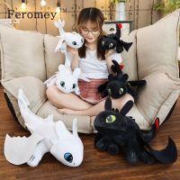 ♨BaErNongYeYou ของขวัญของเล่นเด็กแบบนิ่มสำหรับตุ๊กตา Night Fury Boneka Mainan,ขนาด20ซม.-65ซม. ฝึกมังกรของคุณ