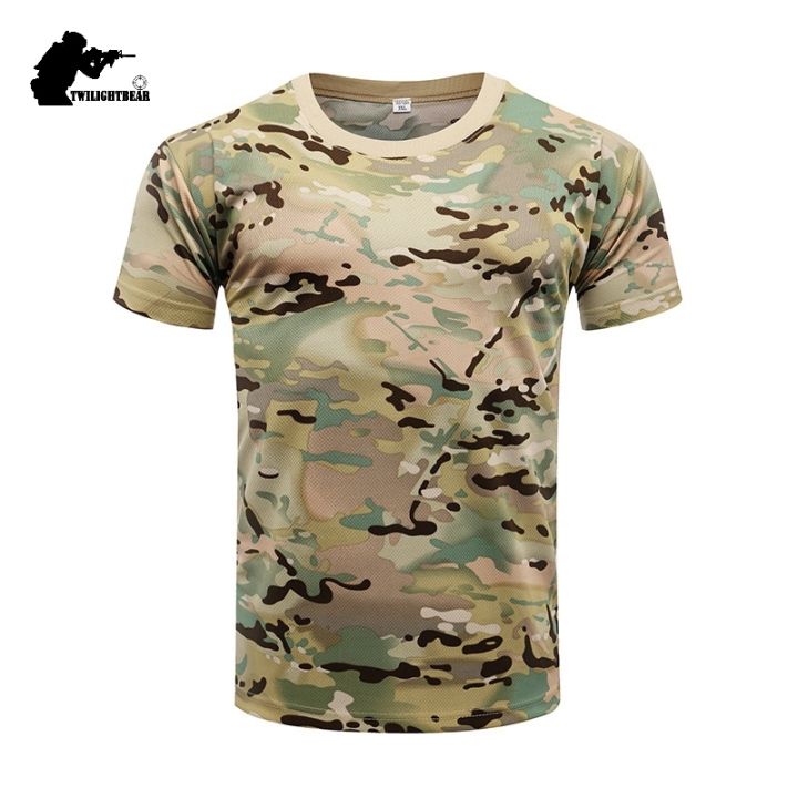Military Camouflage Tactical T Shirt Short Sleeve Quick Drying Airsoft ...