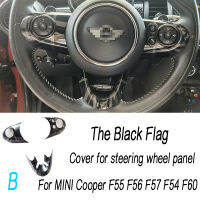 สีดำธงพวงมาลัยปุ่มปกสติ๊กเกอร์ตกแต่งภายในสำหรับ Mini Cooper S JCW F55 F54 F56 F57รถจัดแต่งทรงผม