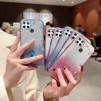 เคสป้องกันรวมทุกอย่างสำหรับ C21Y Realme OPPO ผงชิมเมอร์สวนลับชุบด้วยไฟฟ้า