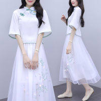 ผู้หญิง Hanfu หญิงเย็บปักถักร้อยสไตล์จีน2021ใหม่ชุด Cheongsam R สไตล์จีน Hanfu ผู้หญิงยาว Dresses