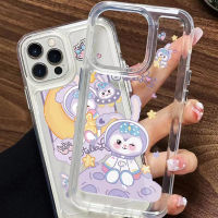 For IPhone 14 Pro Max IPhone Case Thickened TPU Soft Case Clear Case Shockproof Purple Rabbit Compatible with For 12 Pro Max