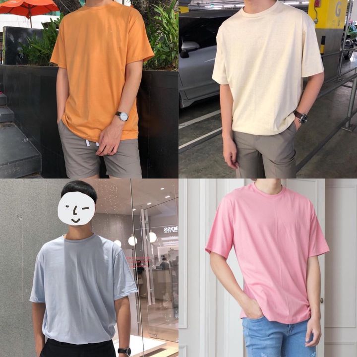 miinshop-เสื้อผู้ชาย-เสื้อผ้าผู้ชายเท่ๆ-oversize-สีชมพู-ม่วงอ่อน-ครีม-ส้มชาเย็น-ฟ้าอ่อน-โอวัลติน-สีเรียบๆแนะนำเลยครับ-เสื้อผู้ชายสไตร์เกาหลี