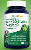 NusaPure Ginkgo Biloba Extract 12,500mg Per Veggie Caps 200 Capsules