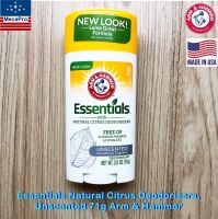 Arm &amp; Hammer™ Essentials™ Natural Citrus Deodorizers, Unscented 71g อาร์มแอนด์แฮมเมอร์ โรลออนสติ๊กชนิดปราศจากกลิ่น ระงับกลิ่นกาย ลดเหงื่อใต้วงแขน