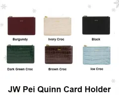 Quinn Denim Embossed Zipped Card Holder - Blue - JW PEI
