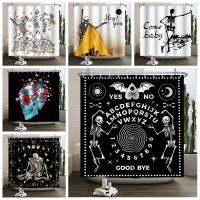 Sugar Skull Shower Curtain Flower Skeleton Bone Gothic Halloween Bathroom Curtain Spooky Men Vintage Artwork Bathtub Screen