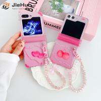 JieHui สำหรับ Samsung Z Flip5 Pink Love Pink CHERRY (ชุดสามสีเต็มรูปแบบ) เคสโทรศัพท์แฟชั่น