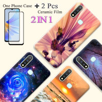 แบบ2 IN 1สำหรับเคส VIVO Y19เคสซิลิโคนเนื้อนิ่ม TPU ด้วยปกป้องหน้าจอเซรามิกโค้ง