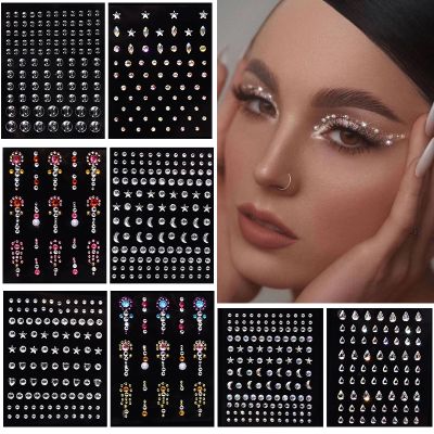 hot！【DT】✺☂  1 Pcs Disposable Stickers Face Jewelry Color Eyes Makeup Decorations Rhinestones