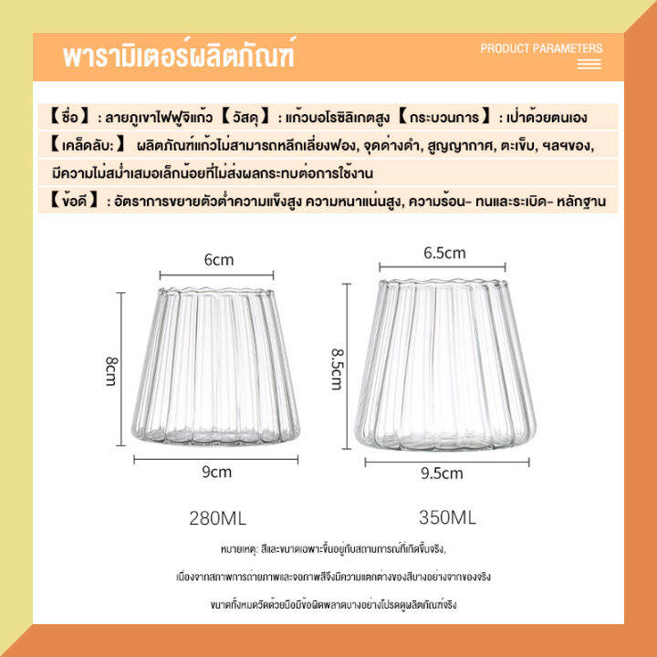 ลายภูเขาไฟฟูจิถ้วยแก้วโบโรซิลิเกตสูงแก้วทนความร้อน