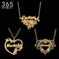 New Stainless Steel Personal Nameplate Garland Heart Pendant Flowers Olive Branch Friend Birthday Christmas Party Unique Gift