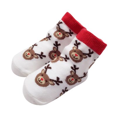 ฝ้าย ถุงเท้าเด็ก คริสต์มาส ถุงเท้าเด็กชายหญิง น่ารัก การ์ตูน ถุงเท้าสั้นสำหรับเด็กทารก