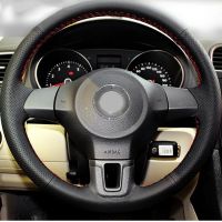 Black PU Artificial Leather Car Steering Wheel Cover for Volkswagen Golf 6 Mk6 VW Polo MK5 2010 2011 2012 2013