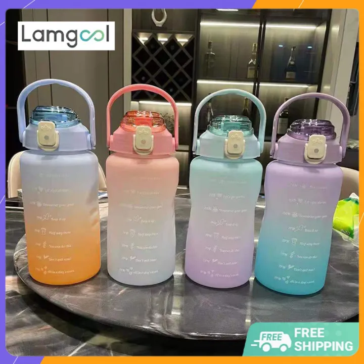 Ready stock 1.5L/2L botol air viral water bottle 2000ml with straw ...